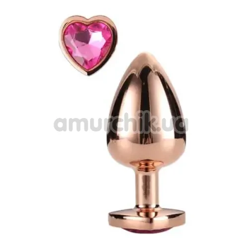 Анальна пробка з рожевим кристалом Gleaming Love Gold Plug Heart S, золота