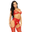 Комплект Leg Avenue Lenceria Set, красный: бюстгальтер + колготки + трусики-стринги - Фото №5