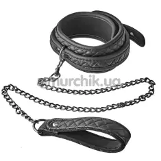 Ошейник с длинным поводком Blaze Luxury Fetish Collar and Leash 21947, черный - Фото №1
