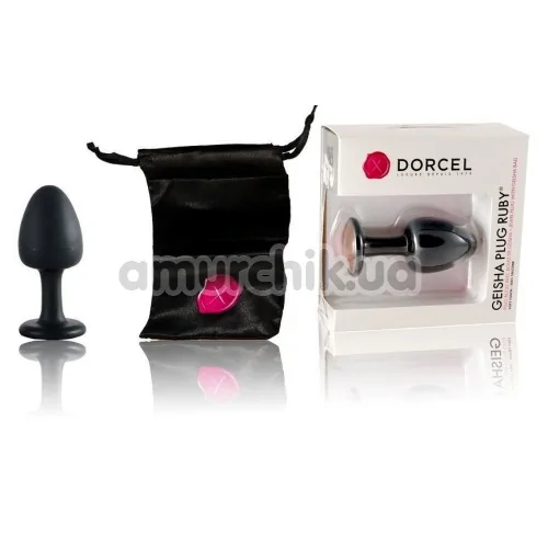 Анальная пробка с розовым кристаллом Dorcel Geisha Plug M, черная