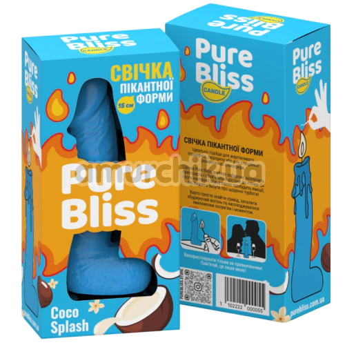 Свічка у вигляді пеніса Pure Bliss Small Coco Splash - кокос, блакитна