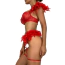 Комплект Star Night Sensual Feather & Chains, красный: бюстгальтер + трусики-стринги + пояс для чулок + гартеры - Фото №9
