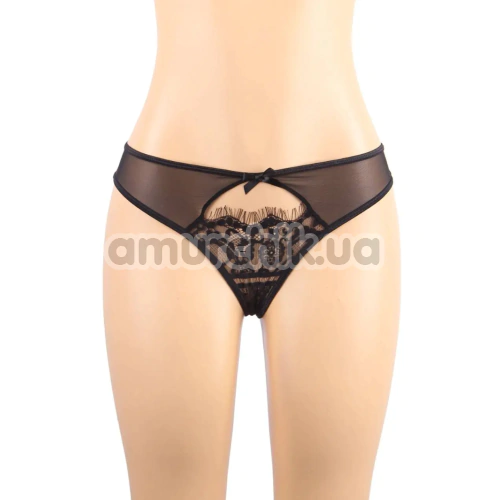 Комплект Star Night Sheer & Lace Bow Garter Belt, черный: пояс для чулок + трусики