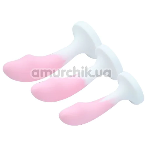 Анальна пробка з рожевим кристалом Diamond Anal Trainer Small, біло-рожева