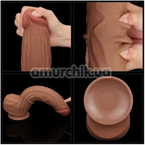 Фаллоимитатор Sliding-Skin Dual Layer Dong King Sized 12, светло-коричневый