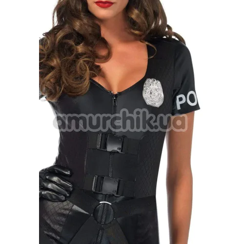 Костюм полицейской Leg Avenue Flirty Five-0 Cop Costume, черный: комбинезон + портупея + фуражка
