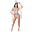 Костюм кролика Art of Sex Secret Bunny, серебряный: боди + ушки + галстук-бабочка + боа - Фото №1