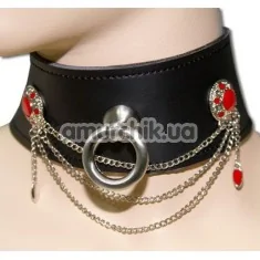 Ошейник Spade с кольцом и цепочками, черный - Фото №1