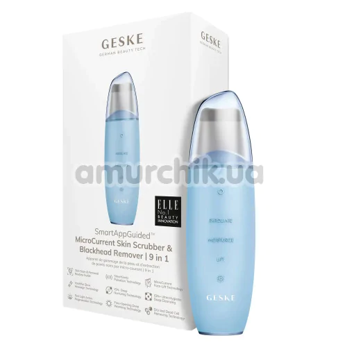 Мікрострумовий скрабер для шкіри обличчя Geske MicroCurrent Skin Scrubber & Blackhead Remover 9 in 1, блакитний