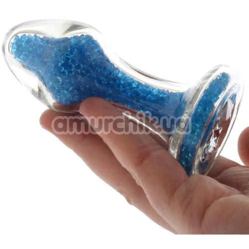 Анальна пробка Stardust Premium Glass Plug Glam, блакитна