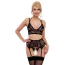 Комплект Abierta Fina Straps Set чорний: бюстгальтер + пояс для панчіх + трусики-стрінги - Фото №2