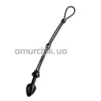Эрекционное кольцо с анальной пробкой Malesation Cock-Grip mit Alu-Plug klein, черное - Фото №1