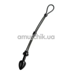 Ерекційне кільце з анальною пробкою Malesation Cock-Grip mit Alu-Plug klein, чорне - Фото №1