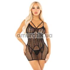 Сукня Leg Avenue Heart Net Mini Dress, чорна - Фото №1
