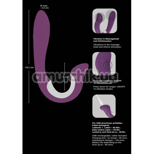 Вібратор кліторальний і точки G Javida Vibe with Clit Stimulator, фіолетовий