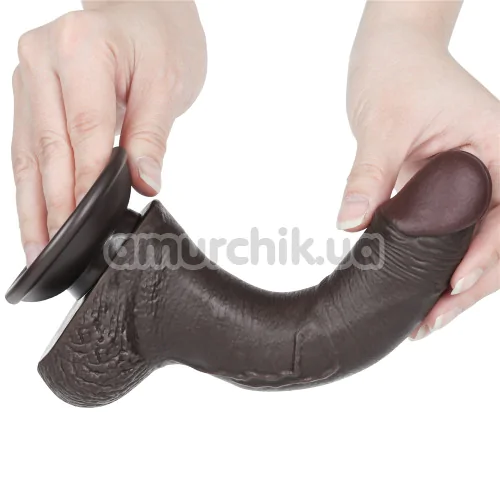 Фаллоимитатор Sliding-Skin Dual Layer Dong 7.5 с изогнутым стволом, коричневый