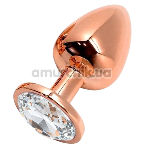 Анальна пробка з прозорим кристалом Wooomy Tralalo Metal Plug S, золота