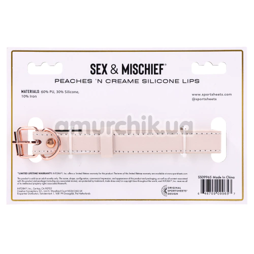 Кляп Sex & Mischief Peaches 'N CreaMe Silicone Lips, персиковый