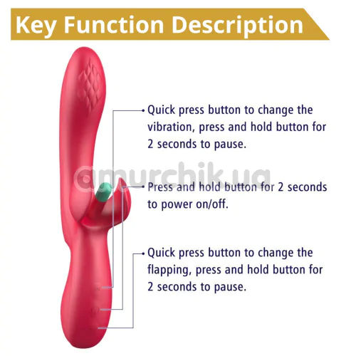 Вибратор Sweet Play G-Spot & Critoral Flappinng Vibrator А16, красный