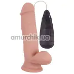 Вибратор T-skin ReaL Ultra Beats Vibrating Dildo, телесный - Фото №1