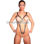 Портупея Zado Fetish Leather Harness With A Vaginal Hook, черная - Фото №1