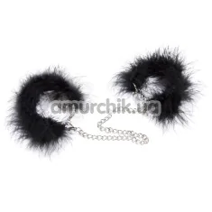 Наручники з чорним пір'ям DS Fetish Handcuffs With Feathers, срібні - Фото №1
