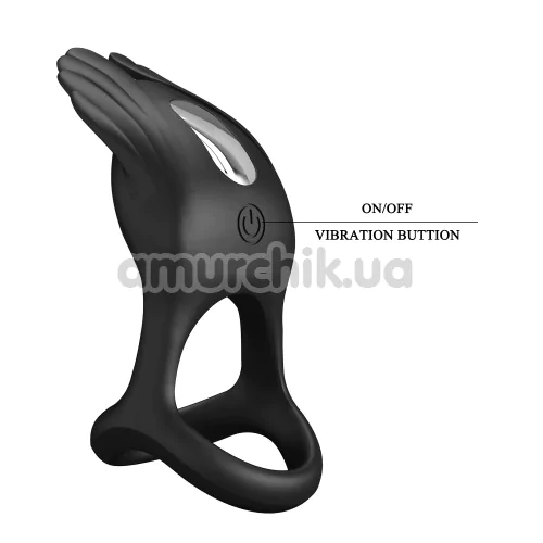 Виброкольцо для члена Pretty Love Vibrant Penis Ring Silas, черное