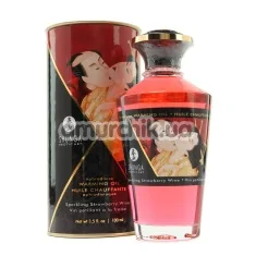 Массажное масло Warming Oil Sparkling Strawberry Wine с согревающим эффектом - клубничное шампанское, 100 мл - Фото №1