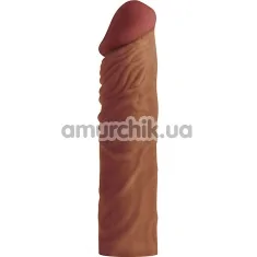 Насадка - удлинитель пениса Lovetoy Pleasure X-Tender Series LV1052, коричневая - Фото №1