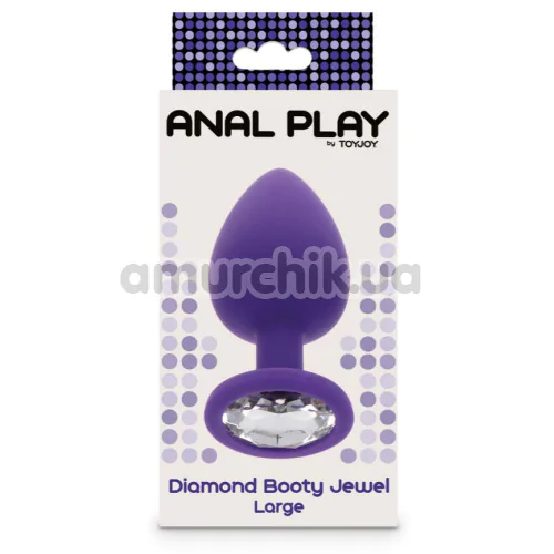 Анальная пробка с прозрачным кристаллом Anal Play Diamond Booty Jewel Large, фиолетовая