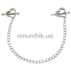 Зажимы для сосков Bad Kitty Heart Shaped Nipple Clamps, серебряные - Фото №1