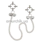 Зажимы для сосков Nipple Grips 4-Point Nipple Press With Bells, серебряные - Фото №1