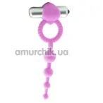 Віброкільце з анальним стимулятором L'Amour Premium Silicone Beaded Vibro Ring, рожеве - Фото №1