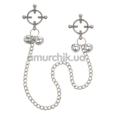 Зажимы для сосков Nipple Grips 4-Point Nipple Press With Bells, серебряные - Фото №1