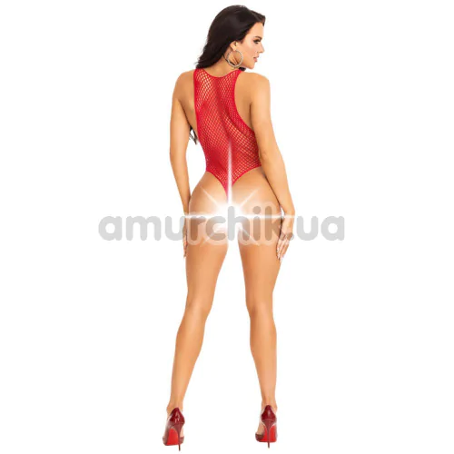 Боді Leg Avenue Net Snap Crotch Tank Bodysuit, червоне