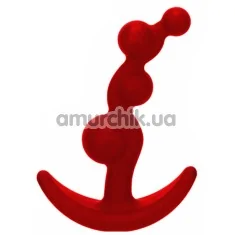 Анальная пробка Smiling Butt Plug с шариками изогнутая, красная - Фото №1