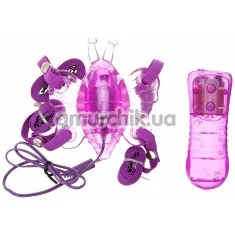 Вибратор-бабочка Trinity Vibes 10 Function Vibrating Butterfly Harness, розовый - Фото №1