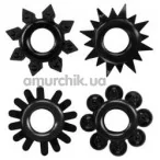 Набор из 4 эрекционных колец Get Lock Cock Rings Set, черный - Фото №1