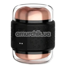 Мастурбатор з вібрацією Passion Play Vibrating Double Stroker Pussy & Mouth, чорний - Фото №1