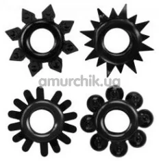 Набір з 4 ерекційних кілець Get Lock Cock Rings Set, чорний - Фото №1