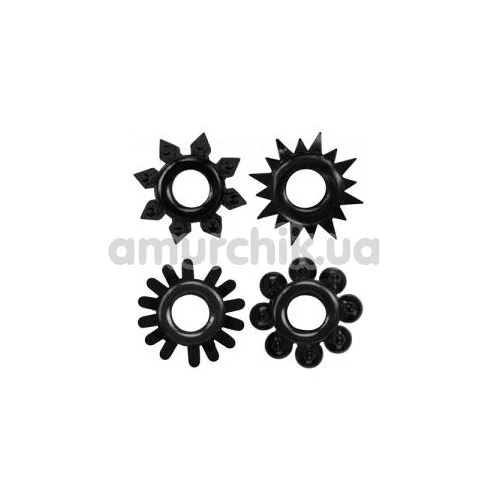 Набір з 4 ерекційних кілець Get Lock Cock Rings Set, чорний - Фото №1