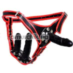 Страпон DS Fetish 3 Dildo Strap-On, черно-красный - Фото №1