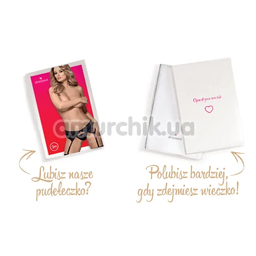 Комплект Obsessive 855-GAR-1 черный: пояс для чулок + трусики-стринги