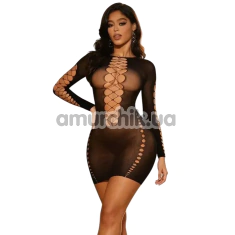 Платье Star Night Net Sleeves Open Mini Dress, черное - Фото №1