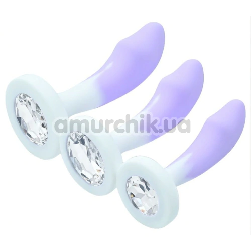 Анальна пробка з прозорим кристалом Diamond Anal Trainer Small, біло-фіолетова