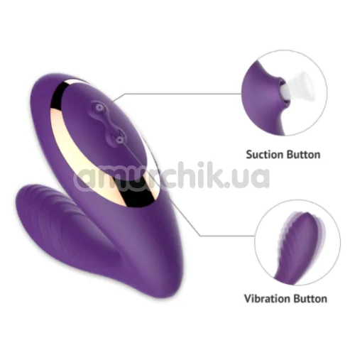 Вібратор з вакуумним стимулятором Tracy's Dog OG Sucking Vibrator, фіолетовий