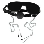 Бондажний набір Bad Kitty Naughty Toys Mask with Ball Gag and Nipple Clamps - Фото №1