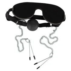 Бондажный набор Bad Kitty Naughty Toys Mask with Ball Gag and Nipple Clamps - Фото №1