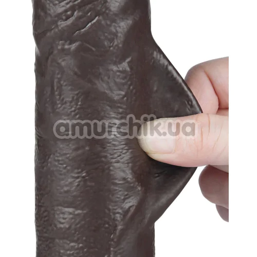 Фаллоимитатор Sliding-Skin Dual Layer Dong 9.5 с мошонкой, коричневый