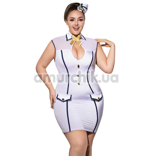 Костюм стюардеси JSY Sexy Lingerie P61123, білий: сукня + головний убір - Фото №1